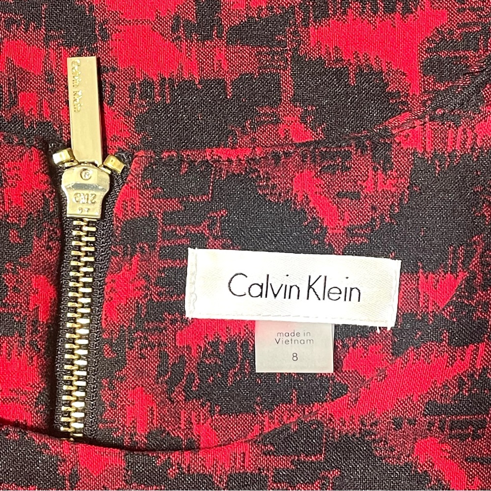 Calvin Klein Black & Red Woven Sheath Dress 8 Medium - Picture 9 of 10